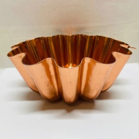 Vintage Copper Cake Jello Mold Round Fluted 3 1/2 Cups 6.75" x 3" Baking Pan EUC - Picture 2 of 9